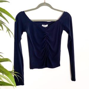 Blue off the shoulder long sleeve